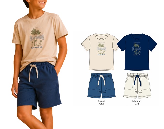 Conjunto Dfteen Juvenil Masculino Manga Curta Malha