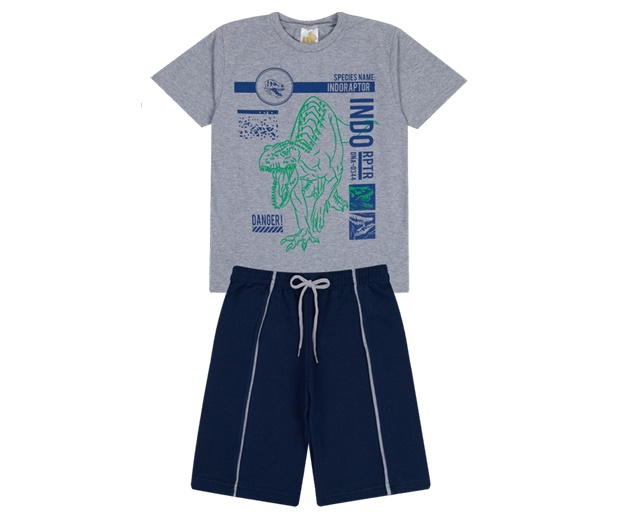 Conjunto Popin Infantil Masculino Manga Curta Malha