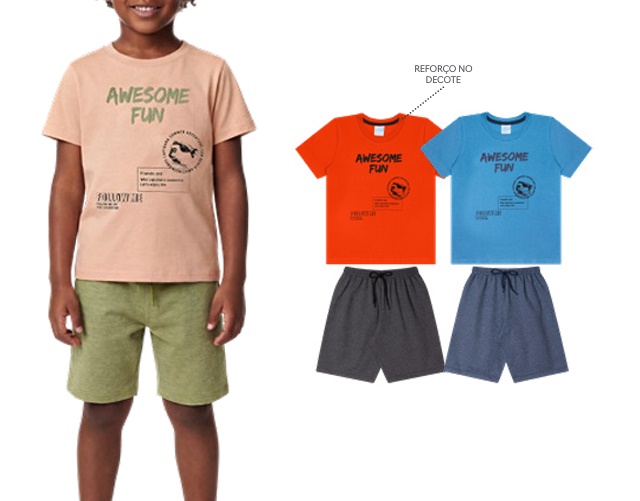 Conjunto Wilbertex Infantil Masculino Manga Curta Malha