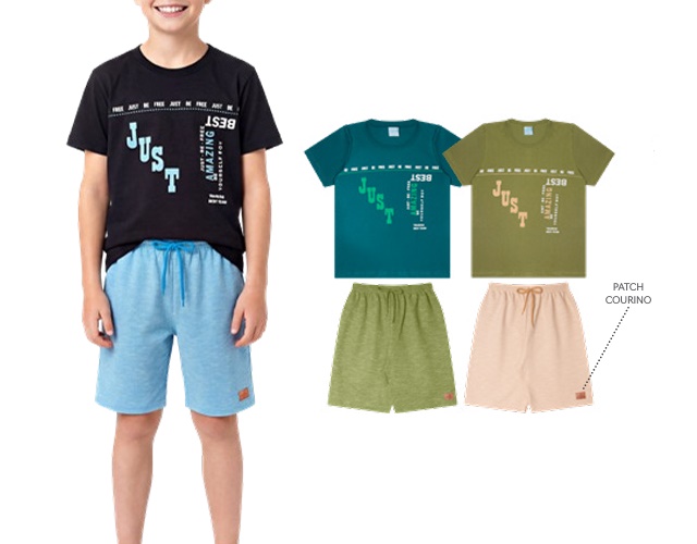 Conjunto Wilbertex Juvenil Masculino Manga Curta Malha