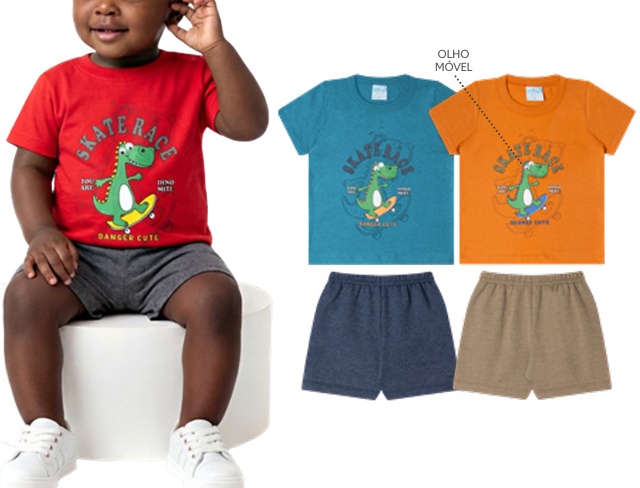 Conjunto Wilbertex Bebe Masculino Manga Curta Malha