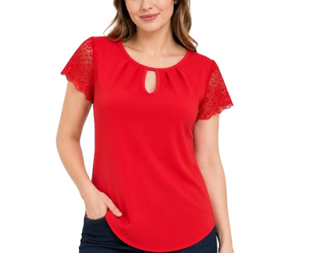 Blusa Armando Adulto Feminina Manga Curta Duna Renda