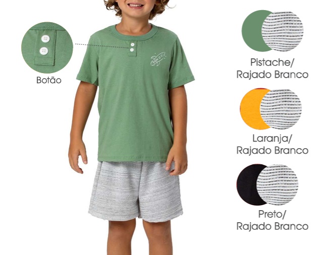 Conjunto Trin Infantil Masculino Manga Curta Malha