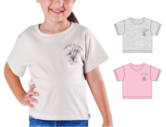 Blusa Minhaflor Infantil Feminina Manga Curta Malha