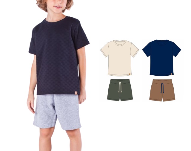 Conjunto Nk Infantil Masculino Manga Curta Malha Texturizada