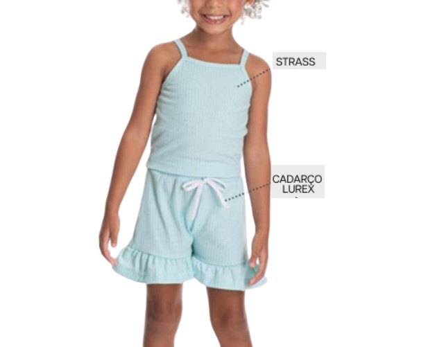 Conjunto Pimentinha Primeiros Passos Feminino Alça Malha Canelada