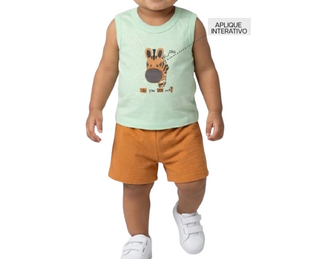 Conjunto Fashionk Bebe Masculino Regata Machão Malha