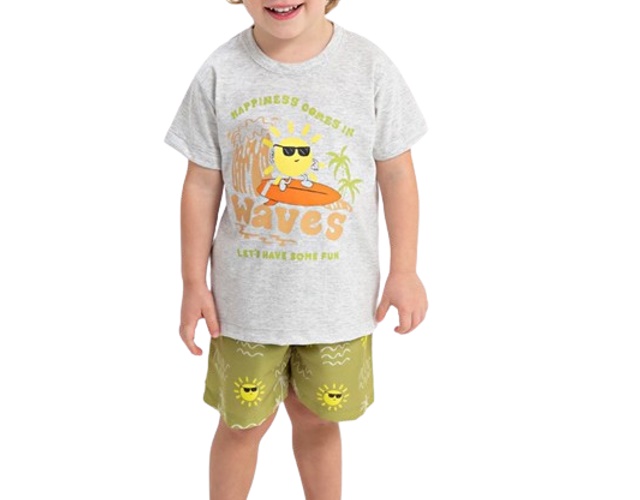 Conjunto Fashionk Primeiros Passos Masculino Manga Curta Malha