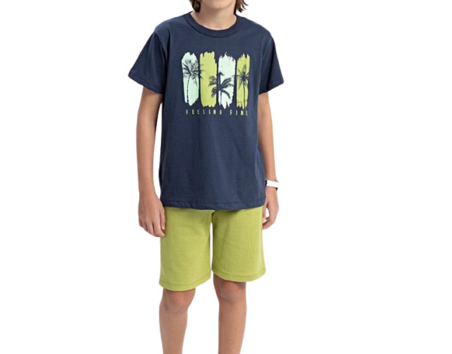 Conjunto Fashionk Juvenil Masculino Manga Curta Malha