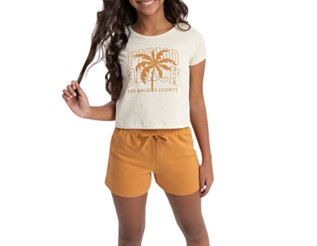 Conjunto Fashionk Juvenil Feminino Manga Curta Malha Short