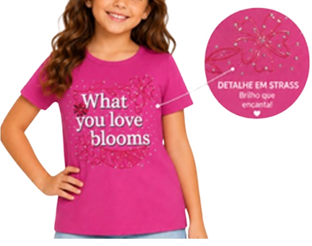 Blusa Lookinhos Juvenil Feminina Manga Curta Cotton