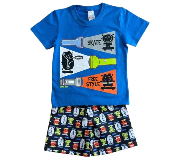 Conjunto Shumakids Primeiros Passos Masculino Manga Curta Malha