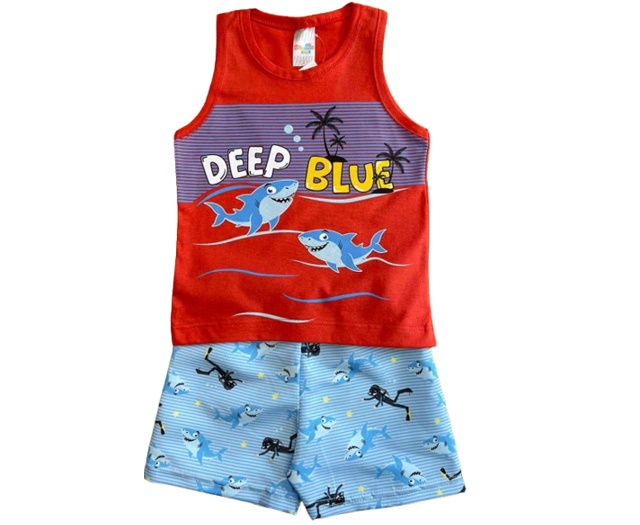 Conjunto Shumakids Primeiros Passos Masculino Regata Malha