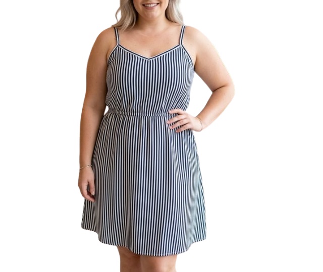 Vestido Ita Adulto Extra Grande Alça Viscolycra Listrado