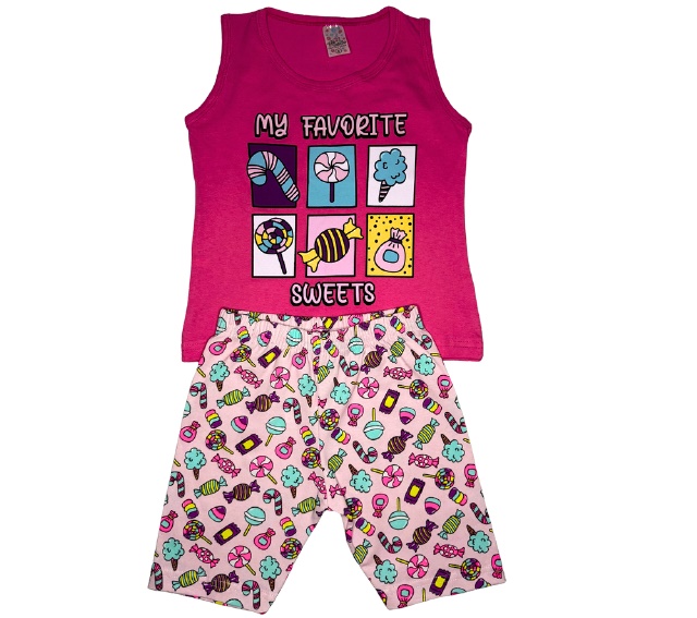 Conjunto Maindra Juvenil Feminino Regata Cotton Bermuda