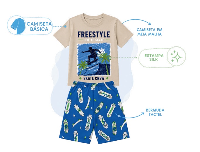 Conjunto Kappes Infantil Masculino Manga Curta Malha