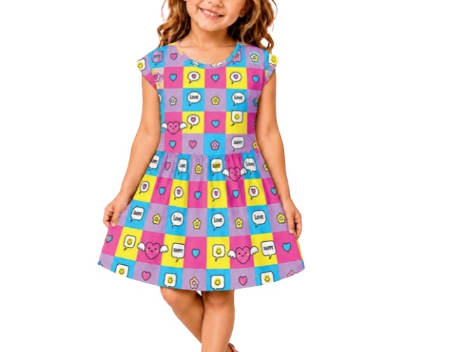 Vestido Kappes Primeiros Passos Manga Japonesa Liganete Estampado