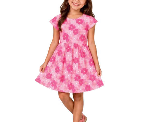 Vestido Kappes Infantil Manga Japonesa Liganete Estampado