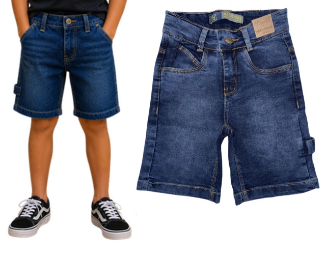 Bermuda Nacional Juvenil Masculina Jeans Lycra