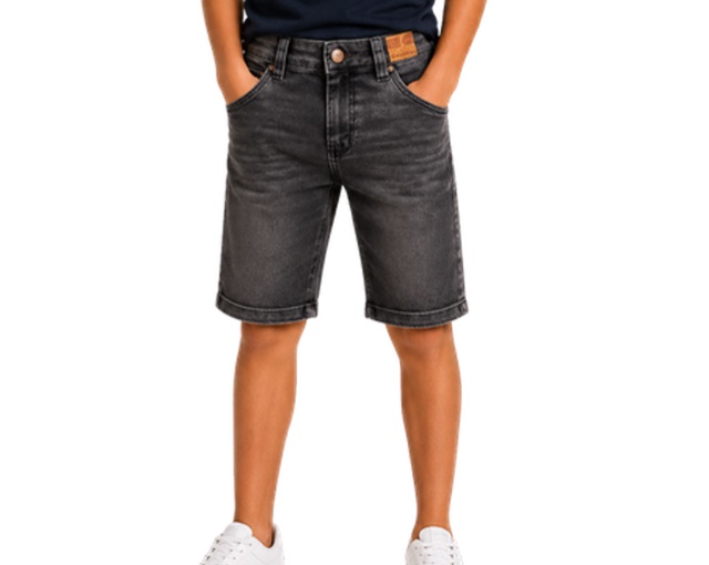 Bermuda Nacional Juvenil Masculina Jeans Black Lycra