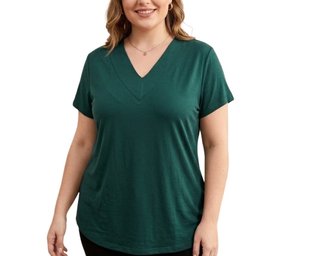 Blusa Armando Adulto Extra Grande Feminina Manga Curta Viscolycra Decote V