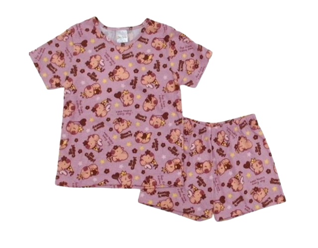 Pijama Catolele Infantil Feminino Manga Curta Malha Short Sortido