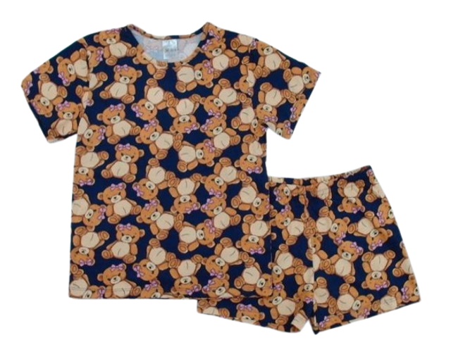Pijama Catolele Juvenil Feminino Manga Curta Malha Short Sortido