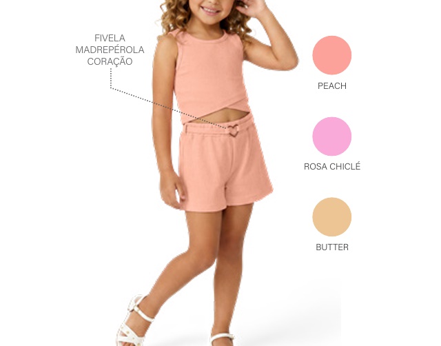 Conjunto Ralakids Infantil Feminino Regata Anarruga Cropped Sho