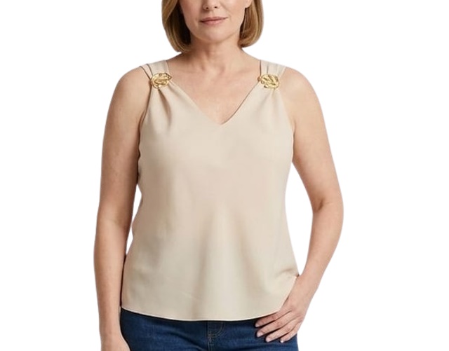 Blusa Vestbem Adulto Extra Grande Feminina Regata Chifon Fivela