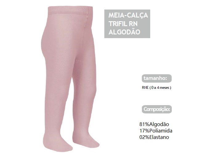 Meia-calça Trifil Recém-nascido Algodão Rosa
