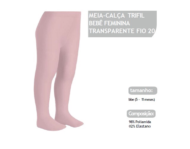 Meia-calça Trifil Bebe Transparente Fio20 Rosa