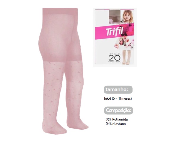 Meia-calça Trifil Bebe Gravatinha Fio20 Rosa