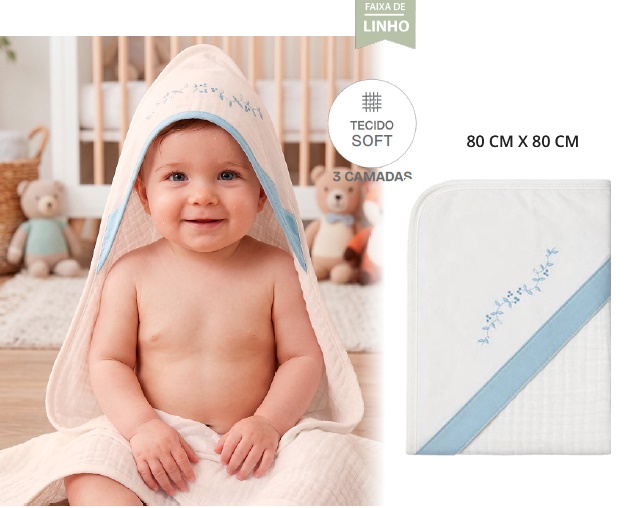 Toalha-banho Mami Bebe Soft 3camadas Capuz 80x80c