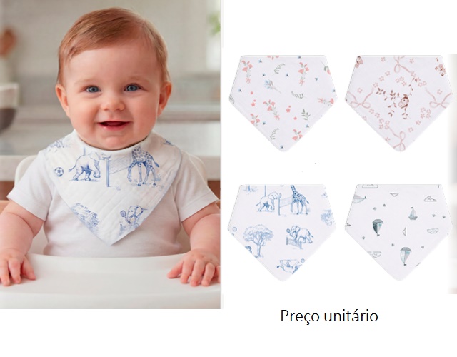 Babador Mami Bebe Bandana Algodão Estampado 28x28cm