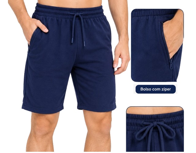 Bermuda Dalri Adulto Masculina Moletinho 2bolsos C/zíper