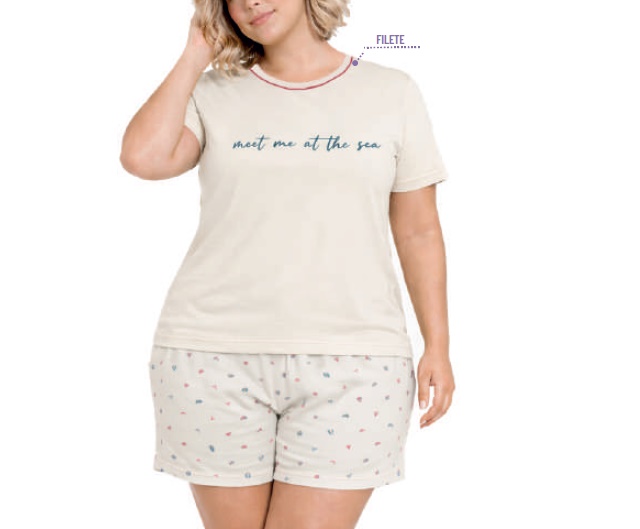 Pijama Desayner Adulto Extra Grande Feminino Manga Curta Malha