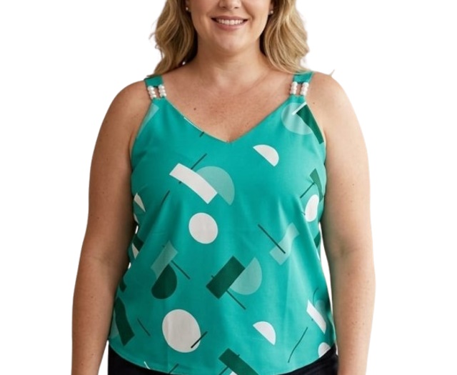 Blusa Armando Adulto Extra Grande Feminina Regata Chifon Estampada