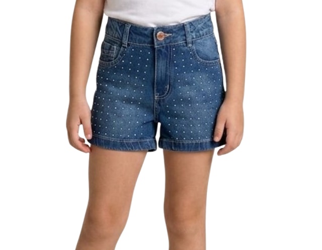 Short Gilas Juvenil Feminino Jeans Strass