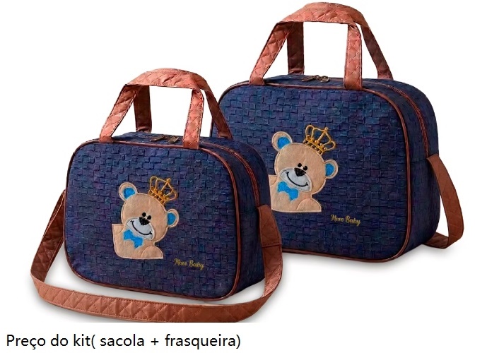 Kit-sacola Mavebaby Bebe Unissex Pvc Bordado 2pçs