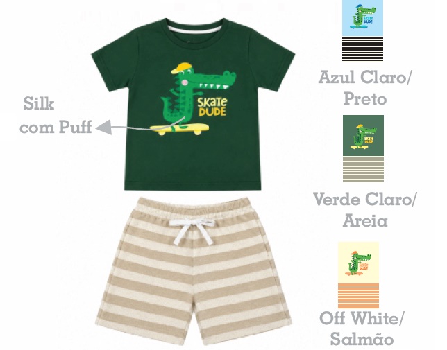 Conjunto Ddn Primeiros Passos Masculino Manga Curta Malha