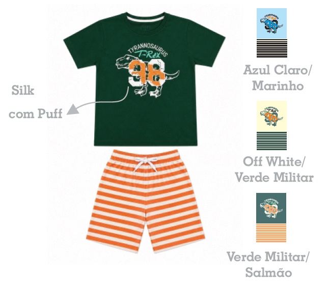 Conjunto Ddn Infantil Masculino Manga Curta Malha
