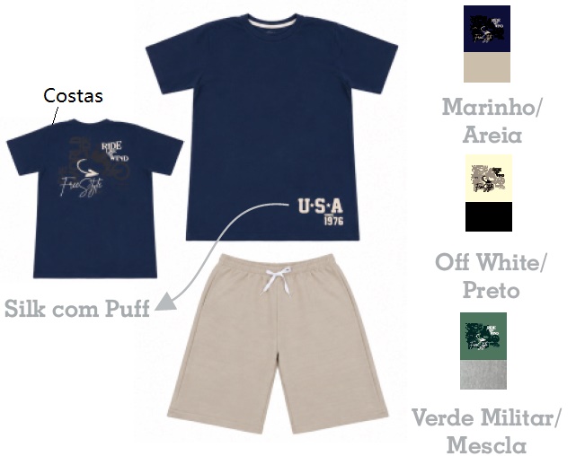 Conjunto Ddn Juvenil Masculino Manga Curta Malha