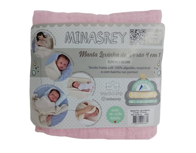Manta Loupiot Bebe Feminina Algodão 1,00mx85cm