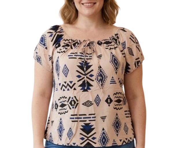 Blusa 7linhas Adulto Extra Grande Feminina Manga Curta Viscose Estampada