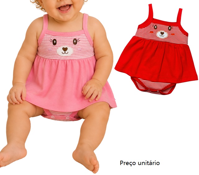 Body Babybee Bebe Feminino Alça Suedine Vestido