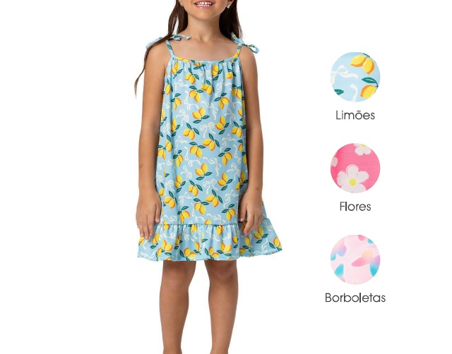 Vestido Trin Infantil Alça Crepe Sublimado