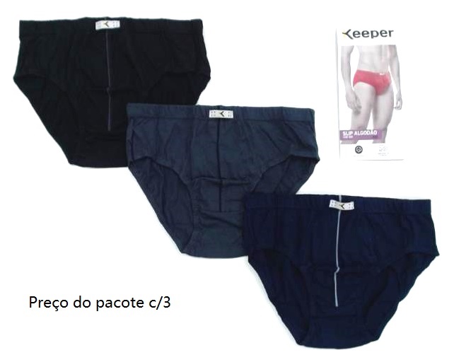 Cueca Keeper Adulto Algodão Lisa Viés (c/3)